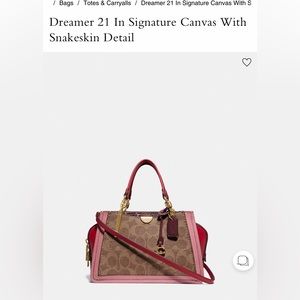 coach Dreamer 21 In Signature Canvas With Snakeskin Detail